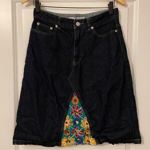 Tommy Hilfiger Vintage Patch Panem Denim Midi Skirt